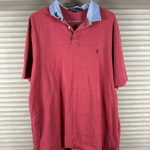 Ralph Lauren Red and Blue Polo Shirt Classic Cotton